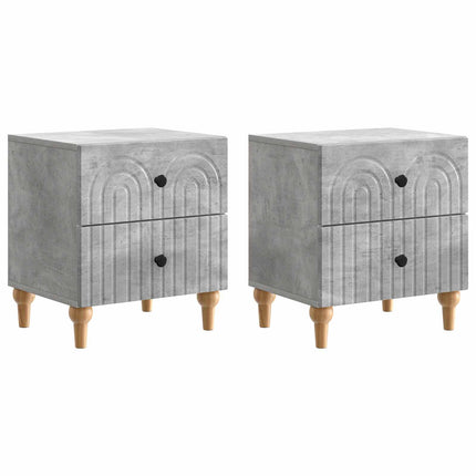Nattduksbord 2 pcs Betonggrå 43 x 34,5 x 48 cm Konstruerat trä