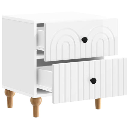 Nattduksbord med låda 2 pcs Vit högglans 43 x 34,5 x 48 cm