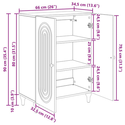 Sideboard Gammalt trä 66 x 34,5 x 90 cm Konstruerat trä