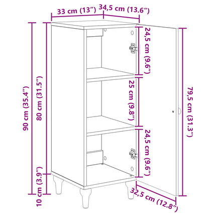 Sideboard Vit högglans 33 x 34,5 x 90 cm Konstruerat trä