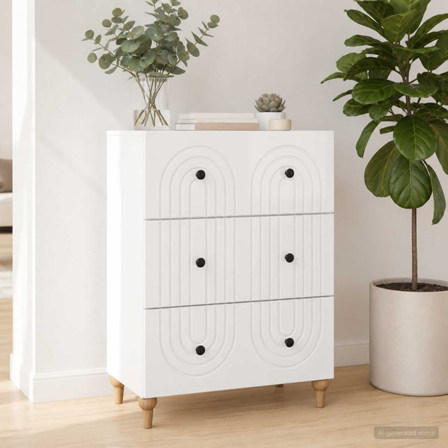 Lådans skåp Vit högglans 66 x 34,5 x 90 cm Konstruerat trä