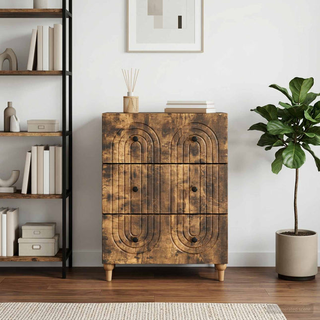 Lådans skåp Rökt ek 66 x 34,5 x 90 cm Konstruerat trä