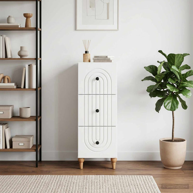 Lådans skåp 33 x 34,5 x 90 cm Konstruerat trä Vit högglans