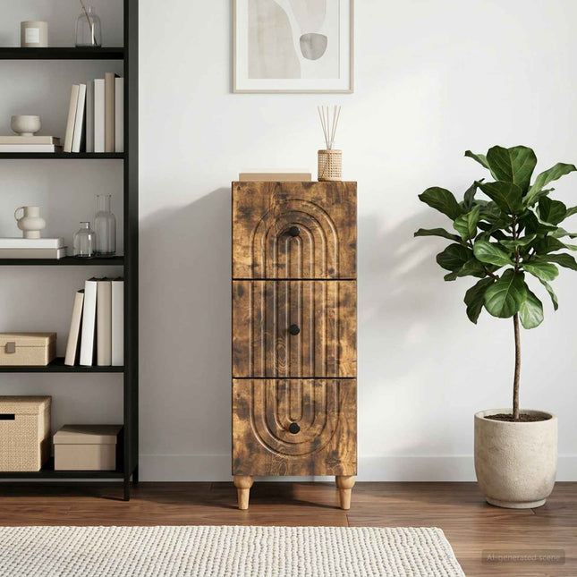 Lådans skåp 33 x 34,5 x 90 cm Konstruerat trä Rökt ek