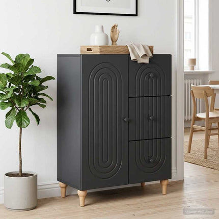 Sideboard med låda Svart 66 x 34,5 x 90 cm Konstruerat trä