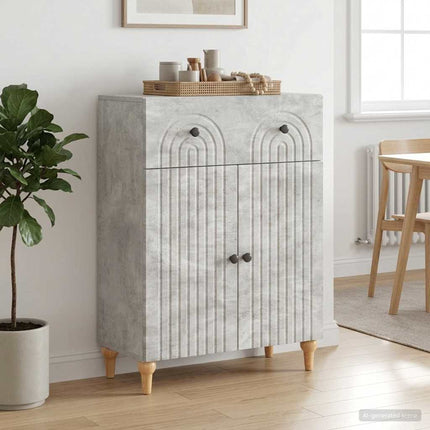 Sideboard med låda Betonggrå 66 x 34,5 x 90 cm Konstruerat trä