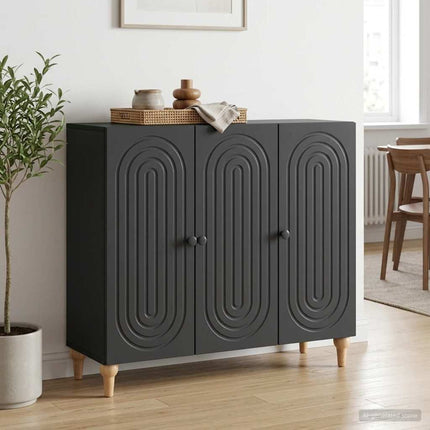 Sideboard Svart 89 x 34,5 x 80 cm Konstruerat trä