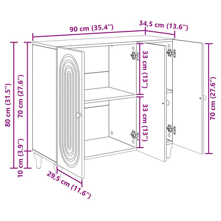Sideboard Vit högglans 89 x 34,5 x 80 cm Konstruerat trä