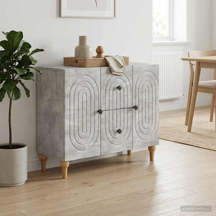 TV-skåp med låda Betonggrå 89 x 34,5 x 60 cm Konstruerat trä