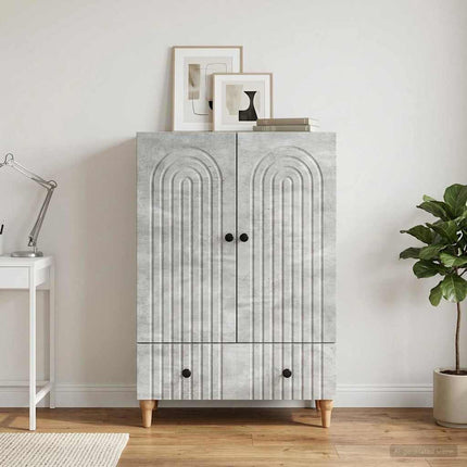 Sideboard med låda Betonggrå 66 x 34,5 x 95 cm Konstruerat trä
