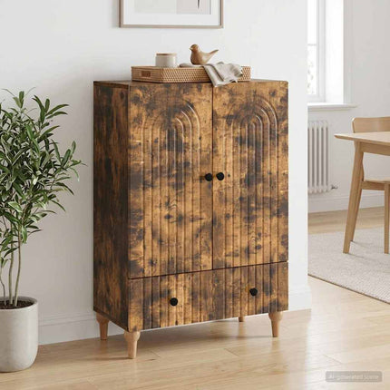 Sideboard med låda Rökt ek 66 x 34,5 x 95 cm Konstruerat trä