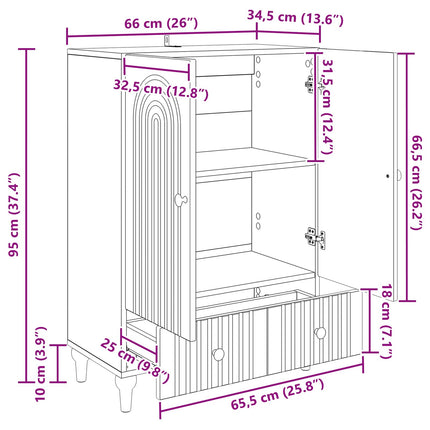 Sideboard med låda Artisan-ek 66 x 34,5 x 95 cm Konstruerat trä