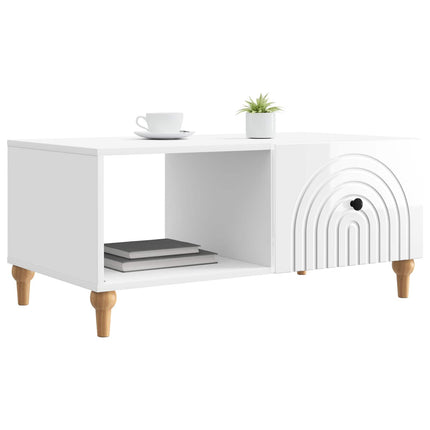 Kaffeebord Vit högglans 90 x 50 x 40 cm Konstruerat trä