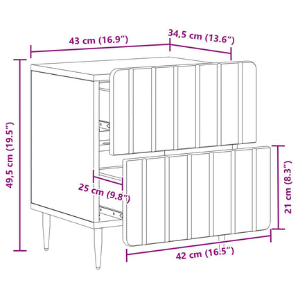 Nattduksbord 2 pcs Vit 43 x 34,5 x 49,5 cm Konstruerat trä