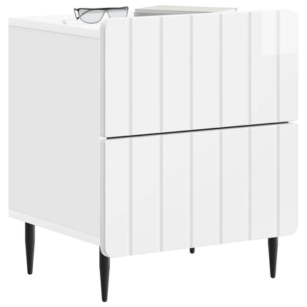 Nattduksbord Vit högglans 43 x 34,5 x 49,5 cm Konstruerat trä