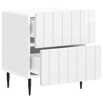 Nattduksbord med låda 2 pcs Vit högglans 43 x 34,5 x 49,5 cm