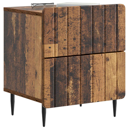Nattduksbord med låda 2 pcs Gammalt trä 43 x 34,5 x 49,5 cm