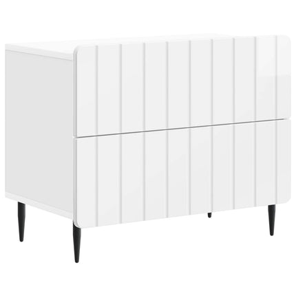 Nattduksbord Vit högglans 62 x 34,5 x 49,5 cm Konstruerat trä