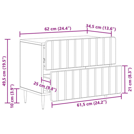 Nattduksbord Rökt ek 62 x 34,5 x 49,5 cm Konstruerat trä