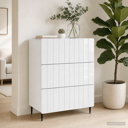 Lådans skåp Vit högglans 66 x 34,5 x 92 cm Konstruerat trä