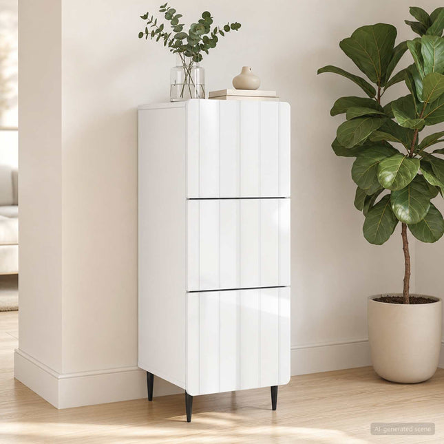 Lådans skåp 33 x 34,5 x 92 cm Konstruerat trä Vit högglans