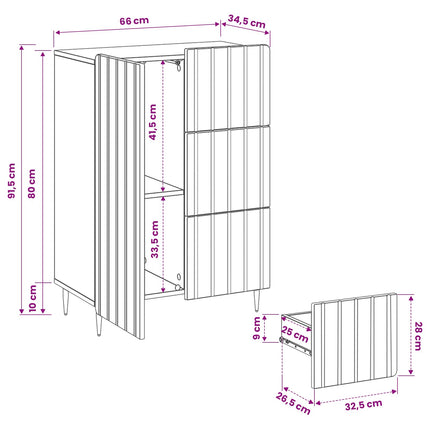 Sideboard Vit 66 x 34,5 x 91,5 cm Konstruerat trä