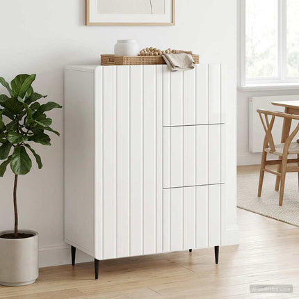 Sideboard Vit högglans 66 x 34,5 x 91,5 cm Konstruerat trä