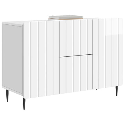 Sideboard Vit högglans 89 x 34,5 x 62 cm Konstruerat trä