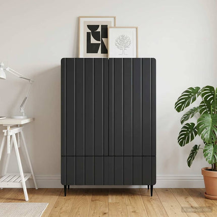 Sideboard med låda Svart 66 x 34,5 x 97 cm Konstruerat trä