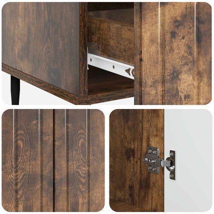 Sideboard med låda Rökt ek 66 x 34,5 x 97 cm Konstruerat trä