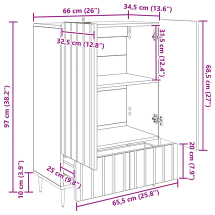 Sideboard Artisan-ek 66 x 34,5 x 97 cm Konstruerat trä