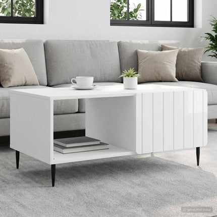 Kaffeebord Vit högglans 90 x 50 x 40 cm Konstruerat trä