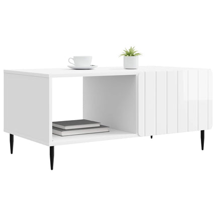 Kaffeebord Vit högglans 90 x 50 x 40 cm Konstruerat trä