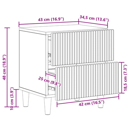Nattduksbord 2 pcs Vit 43 x 34,5 x 48 cm Konstruerat trä