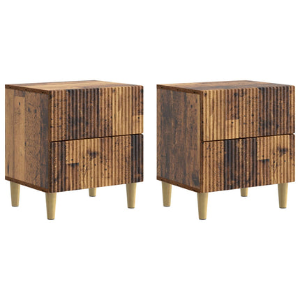 Nattduksbord med låda 2 pcs Gammalt trä 43 x 34,5 x 48 cm
