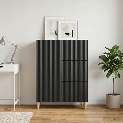 Sideboard med låda Svart 66 x 34,5 x 90 cm Konstruerat trä
