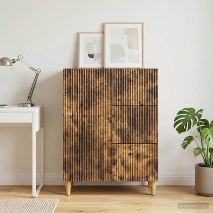 Sideboard med låda Rökt ek 66 x 34,5 x 90 cm Konstruerat trä