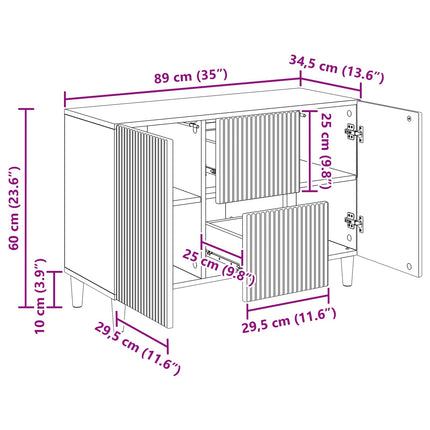 Sideboard Vit 89 x 34,5 x 60 cm Konstruerat trä