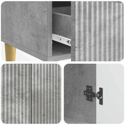 Sideboard med låda Betonggrå 66 x 34,5 x 95 cm Konstruerat trä