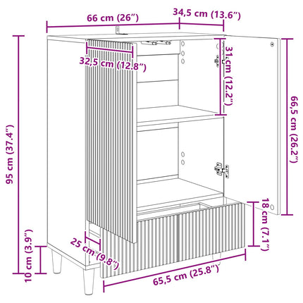 Sideboard Vit högglans 66 x 34,5 x 95 cm Konstruerat trä