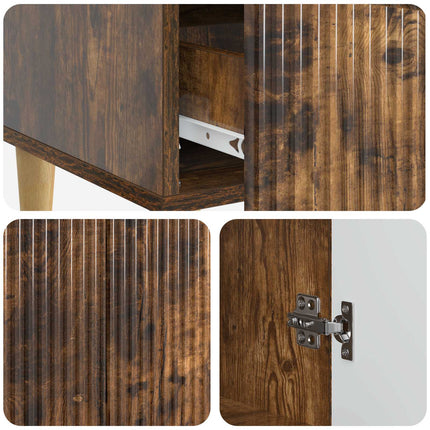 Sideboard med låda Rökt ek 66 x 34,5 x 95 cm Konstruerat trä