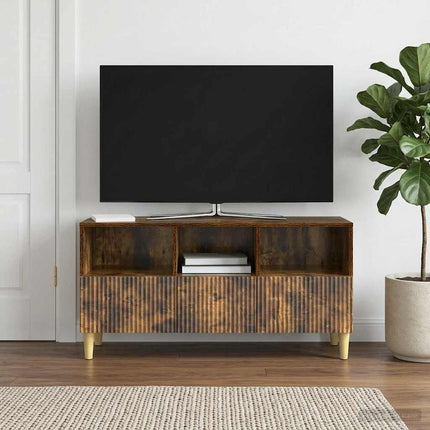 TV-skåp med låda Rökt ek 102 x 34,5 x 50 cm Konstruerat trä