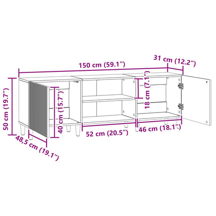 TV-skåp Grå sonoma-ek 150 x 31 x 50 cm Konstruerat trä