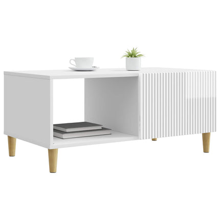 Kaffeebord Vit högglans 90 x 50 x 40 cm Konstruerat trä
