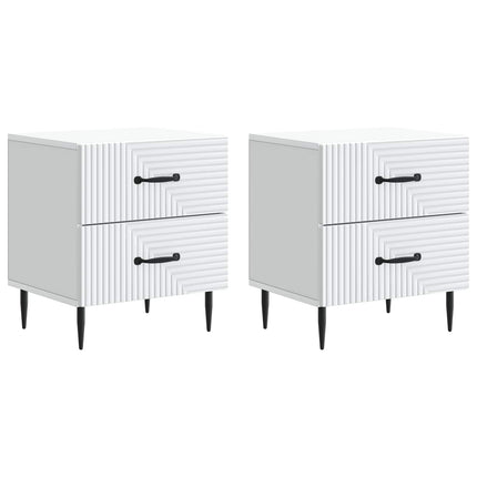 Nattduksbord 2 pcs Vit 43 x 34,5 x 47,5 cm Konstruerat trä