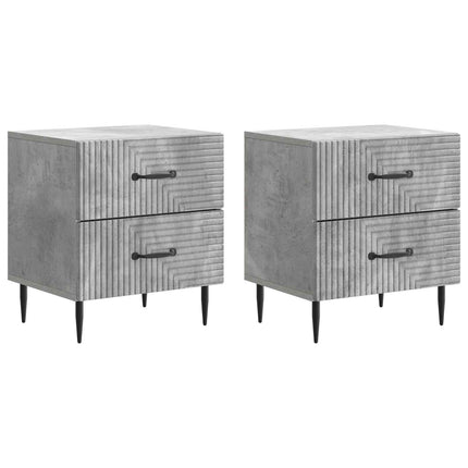 Nattduksbord med låda 2 pcs Betonggrå 43 x 34,5 x 47,5 cm