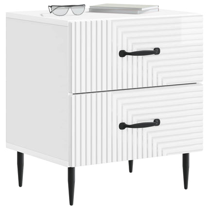 Nattduksbord med låda 2 pcs Vit högglans 43 x 34,5 x 47,5 cm