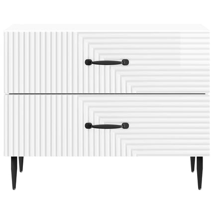 Nattduksbord Vit högglans 62 x 34,5 x 47,5 cm Konstruerat trä