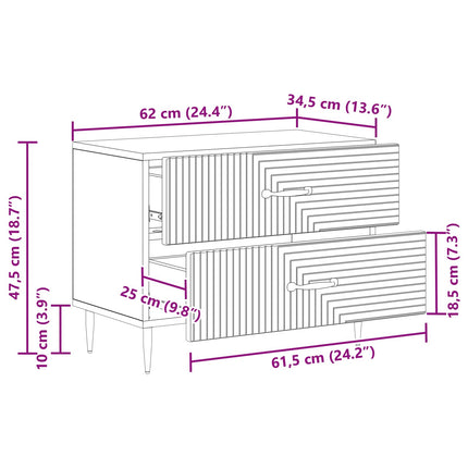 Nattduksbord Gammalt trä 62 x 34,5 x 47,5 cm Konstruerat trä
