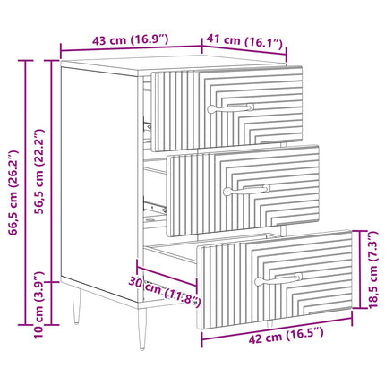 Nattduksbord Gammalt trä 43 x 41 x 66,5 cm Konstruerat trä
